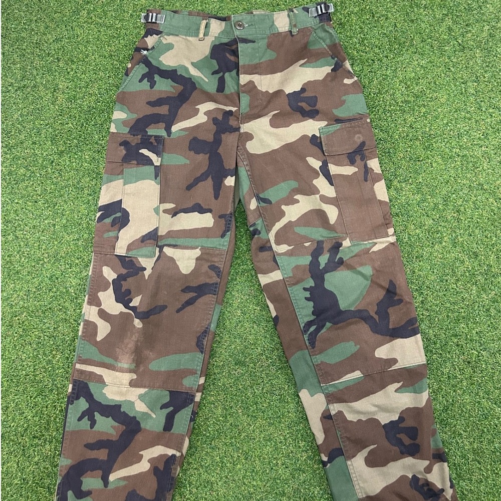 US Military Woodland Camo Cargo Pants BDU Trousers Small Short 27-31 Waist